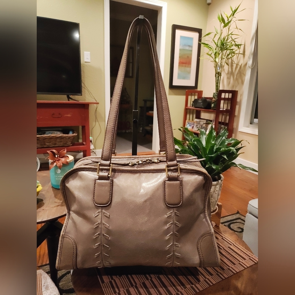 HOBO Taupe Leather Tote Bag
